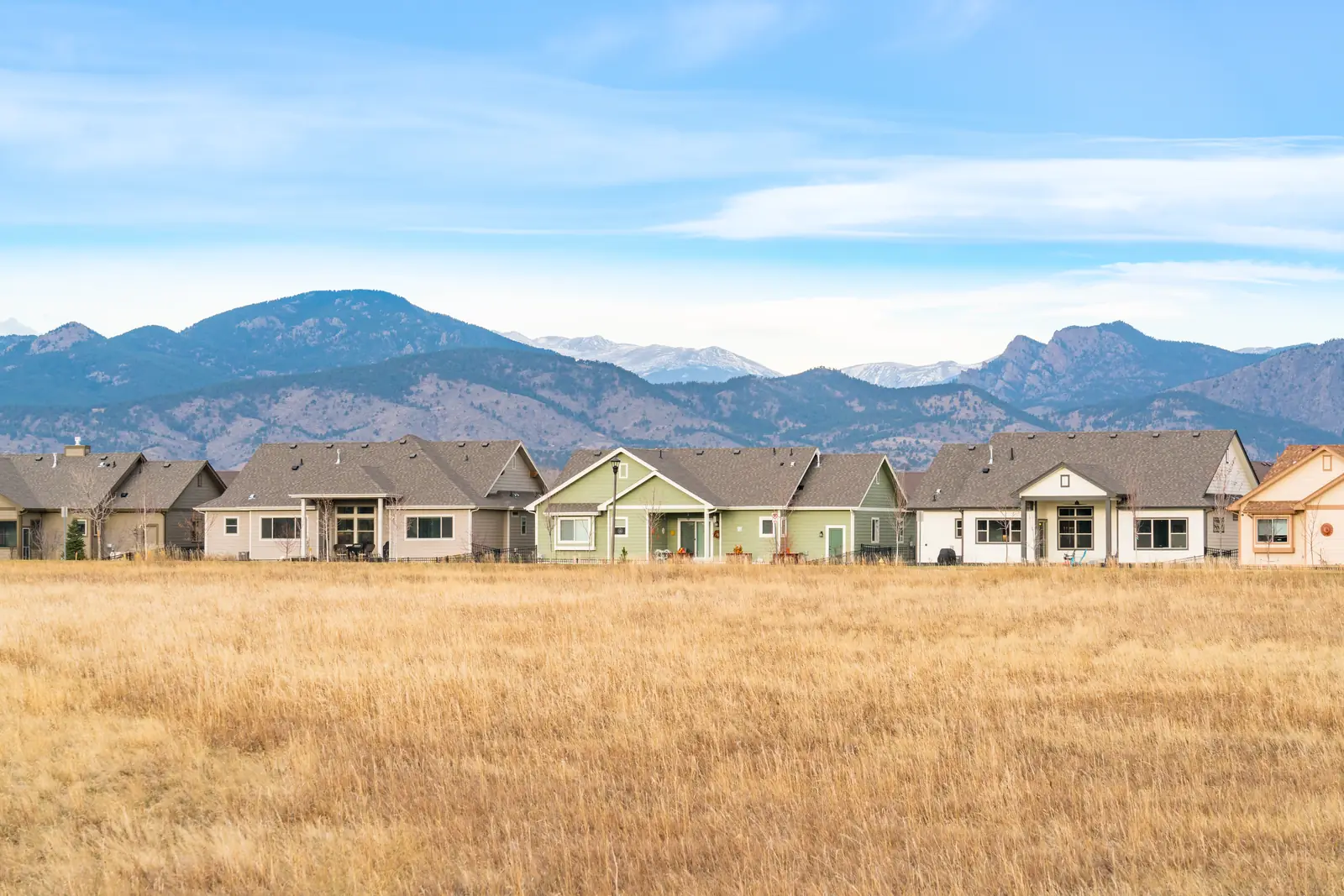 A Front Range neighborhood with the foothills behind