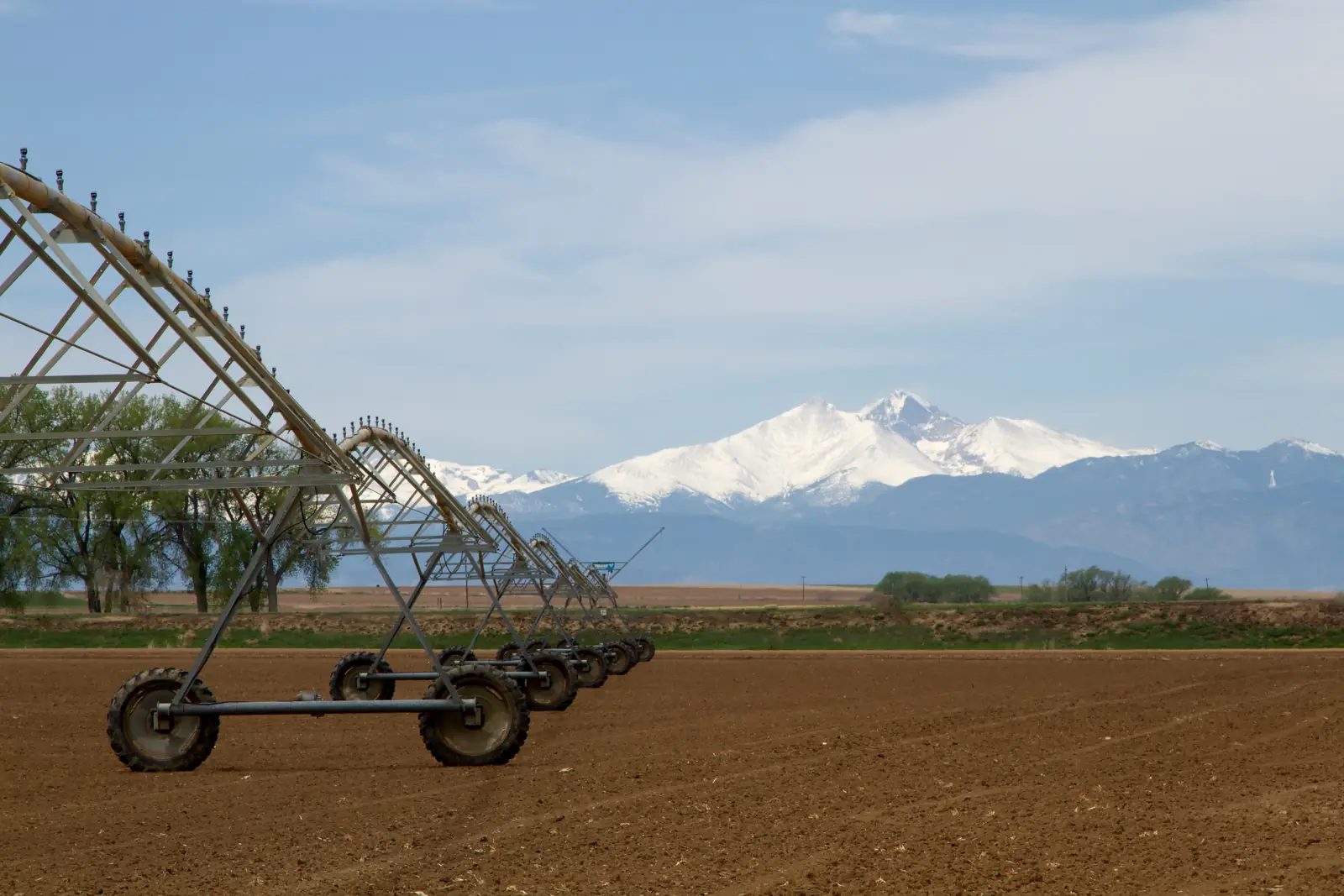 Irrigated farmland on the northern Front Range with Longs Peak