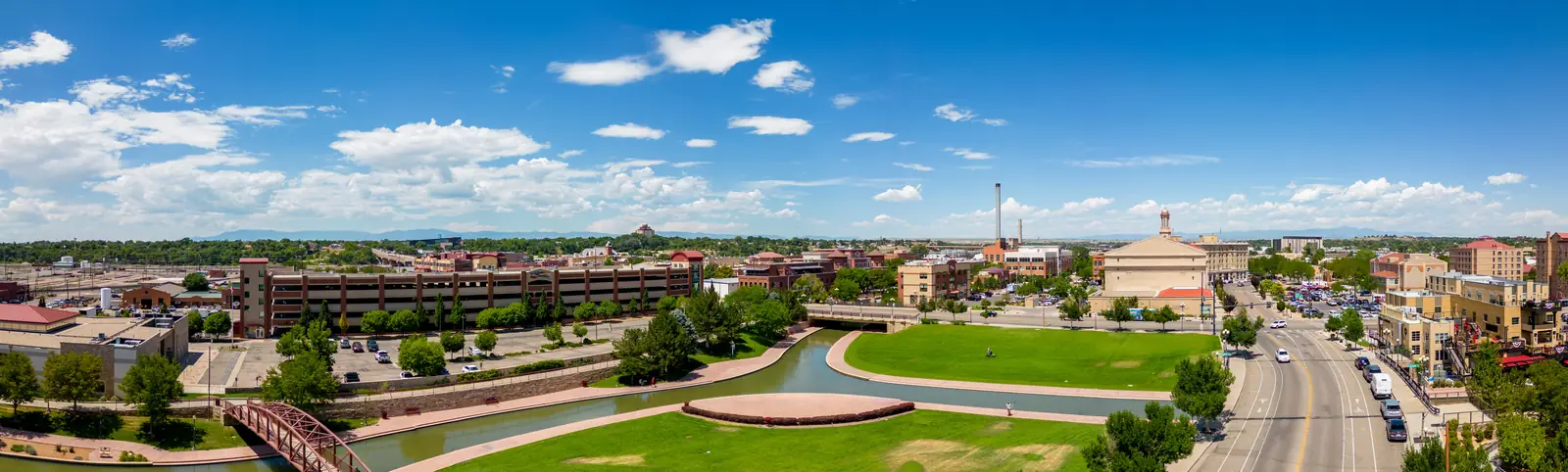 Pueblo and the Riverwalk from above